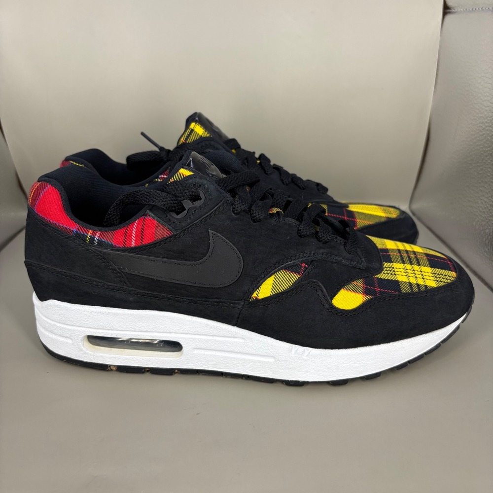 Nike Air Max 1 SE Tartan Black Suede Plaid Sneakers AV8219-001 Womens 7.5